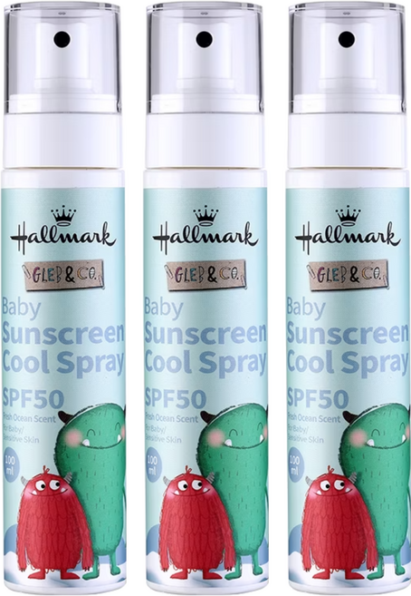 Hallmark 自然之萃寵愛寶寶舒涼防曬噴霧 SPF50 清新海洋香, 100ml, 3瓶