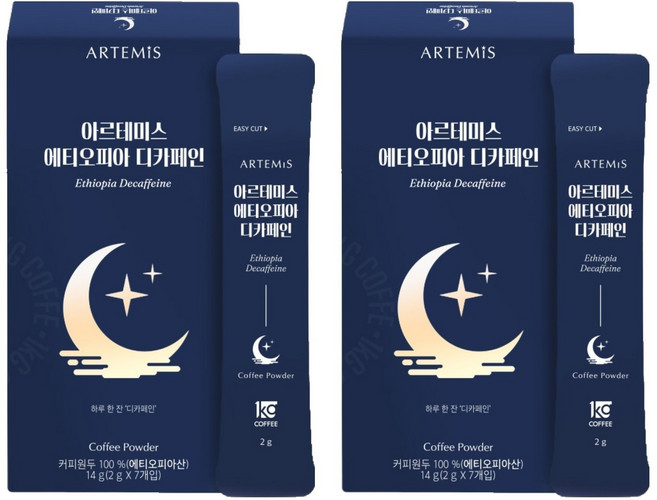 일킬로커피 아르테미스 에티오피아 디카페인 분말커피 7p, 2g, 7개입, 2개
