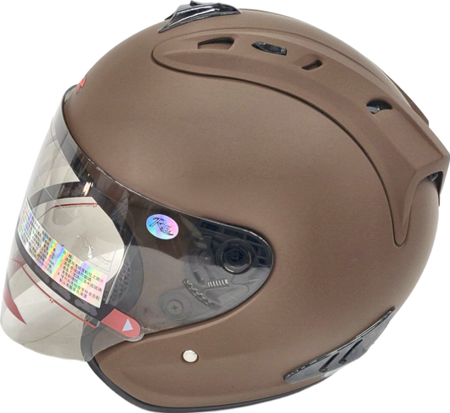 FIGHTER HELMET 普通型露臉式機車防護頭盔 含一層護目鏡 R3-A6, 消光咖色