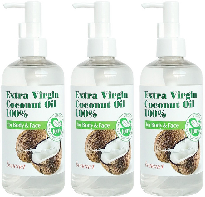 베니넷 엑스트라버진 코코넛오일 100%, 3개, 300ml