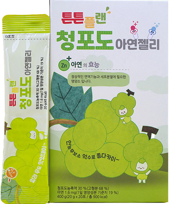 아람농장 튼튼플랜 청포도 아연젤리 20p, 1개, 400g