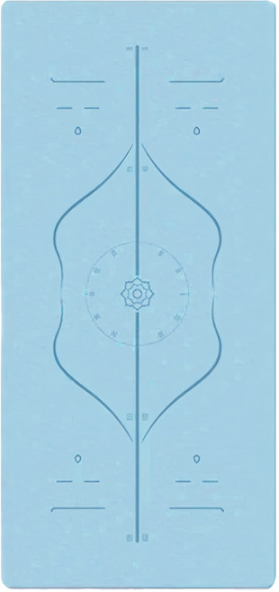 MICHAEL FITNESS 麥克健身 雙色體位線環保TPE瑜珈墊 183 x 68cm 加厚8mm 靜音, 天藍色, 1組