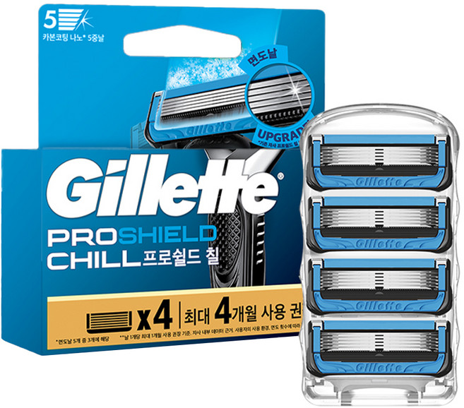 질레트 정품 프로쉴드 칠 면도날, 4개입, 1개