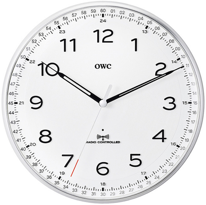 오더블유씨 컴퍼스 RC 전파수신 벽시계 OWA-1015RCS, 실버(OWA-1015RCS)