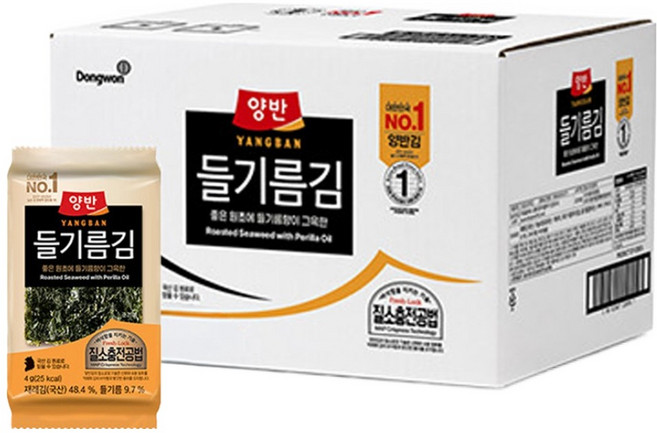 양반 들기름김, 4g, 54개