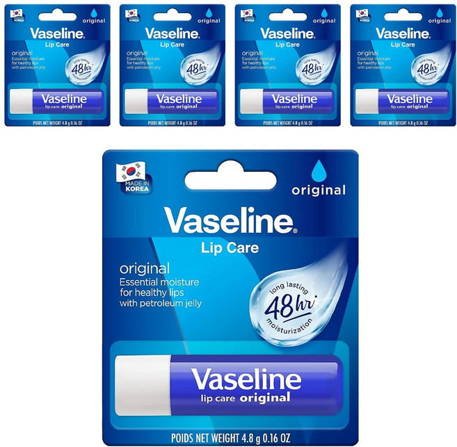 Vaseline 凡士林 護唇膏, 原味無香, 4.8g, 5支