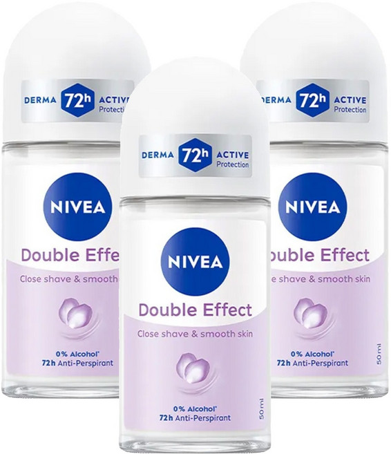 NIVEA 妮維雅 台灣公司貨 止汗爽身乳液 高效柔滑 滾珠瓶, 3瓶, 50ml