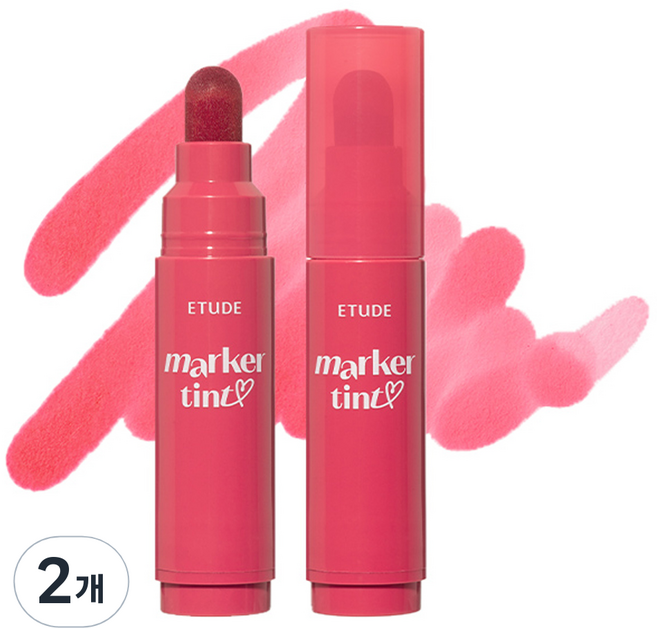 에뛰드 디어달링 마커 립틴트, 08 체리 펀치, 2개