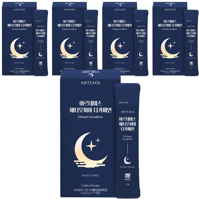 일킬로커피 아르테미스 에티오피아 디카페인 분말커피 7p, 2g, 7개입, 5개