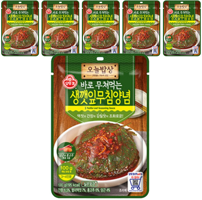 오뚜기 오늘밥상 생깻잎무침양념, 6개, 100g