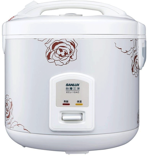SANLUX 台灣三洋 ECJ-10AC 電子鍋 不沾黏塗層內鍋 可拆式集水盒, 白色