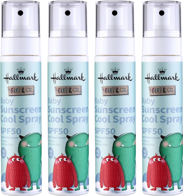 Hallmark 自然之萃寵愛寶寶舒涼防曬噴霧 SPF50 清新海洋香, 100ml, 4瓶