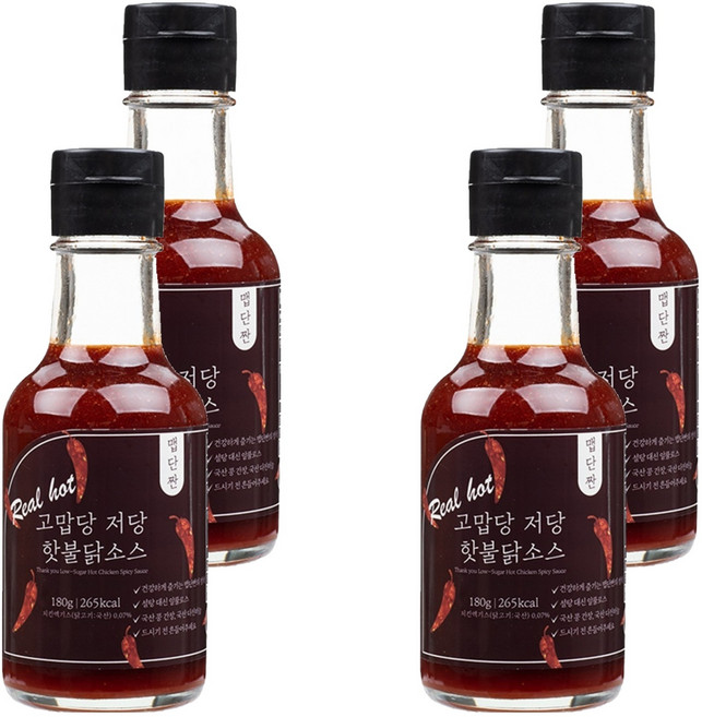 고맙당 저당 핫불닭소스, 180g, 4개
