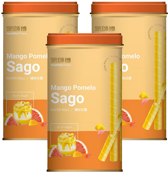 Healthful 黑師傅 捲心酥 楊枝甘露口味, 400g, 3罐