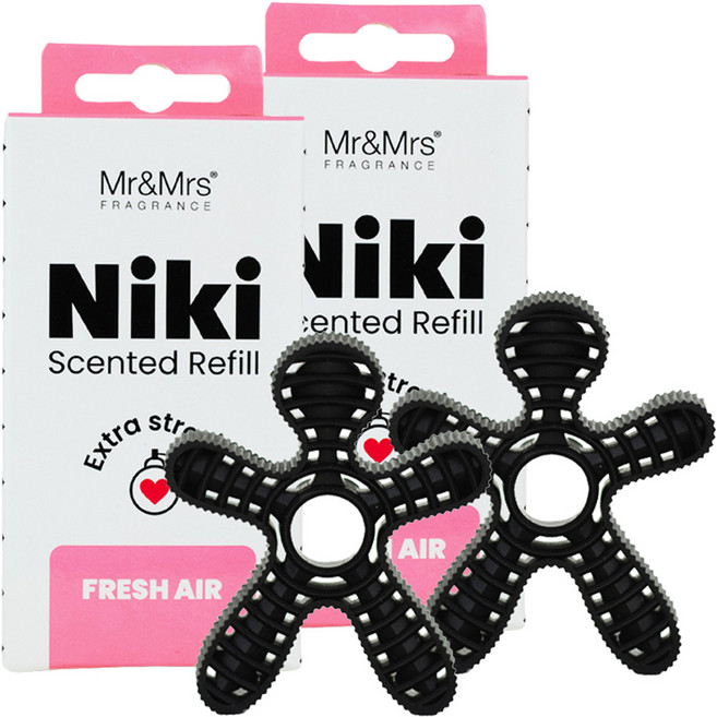 Mr&Mrs FRAGRANCE Niki 車用芳香劑補充包, 清新空氣, 2個