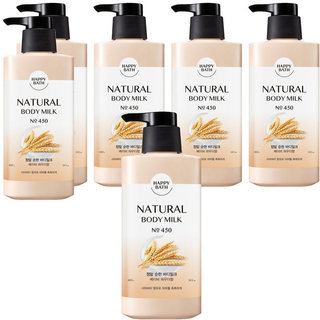[비건뷰티] 해피바스 정말 순한 바디밀크 베이비 파우더향, 400g, 6개