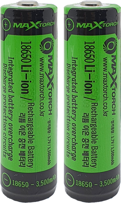 맥스토치 리튬이온 충전배터리 MTBT 18650-3500mAH, 1개입, 2개