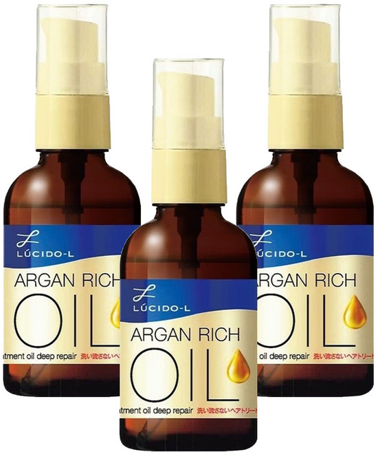 LUCIDO-L 樂絲朵 摩洛哥護髮精華油 修護型 深層滋養 還原亮麗柔順髮質 專為受損髮 集中修護保濕, 60ml, 3瓶