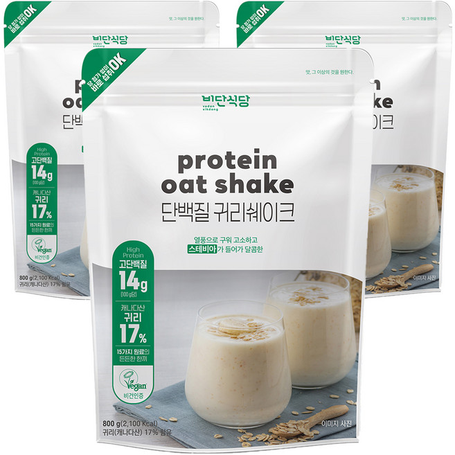 비단식당 단백질 귀리쉐이크, 800g, 3개