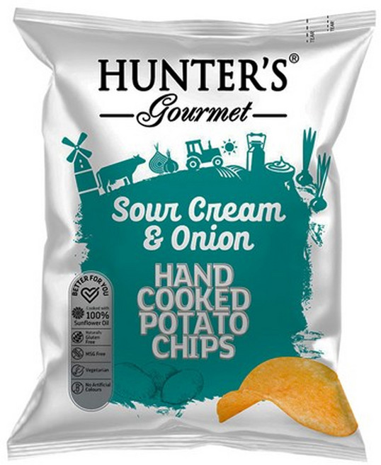 HUNTER'S gourmet 亨特手工洋芋片 酸奶洋蔥味, 125g, 1個