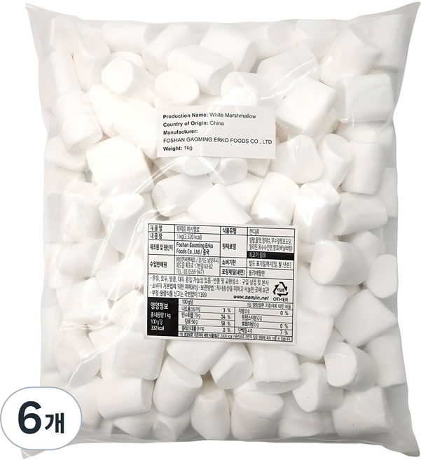 삼진 화이트 마시멜로, 1kg, 6개