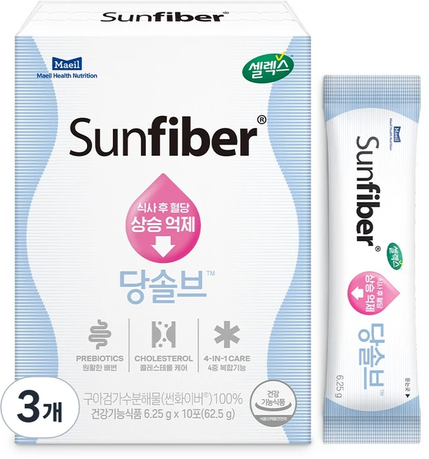 셀렉스 썬화이버 당솔브 구아검 프리바이오틱스 6.25g, 10회분, 3개 - 쿠팡