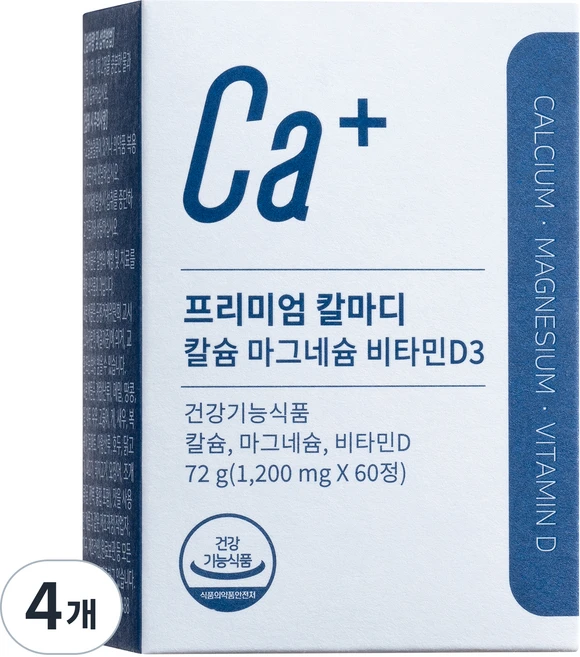 뉴트리모어 프리미엄 칼마디 칼슘 마그네슘 비타민D3 72g, 60정, 4개 - 쿠팡