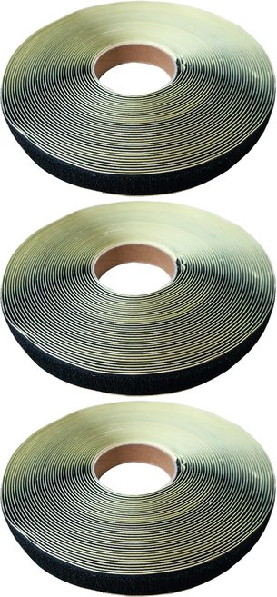 찍찍이 벨크로 접착식 테이프 까슬이 블랙 2.5cm x 18m, 3개