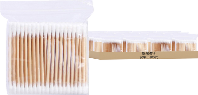 咪咪購物雙頭棉花棒, 100支, 30袋