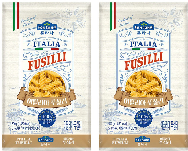폰타나 이탈리아 푸실리, 500g, 2개