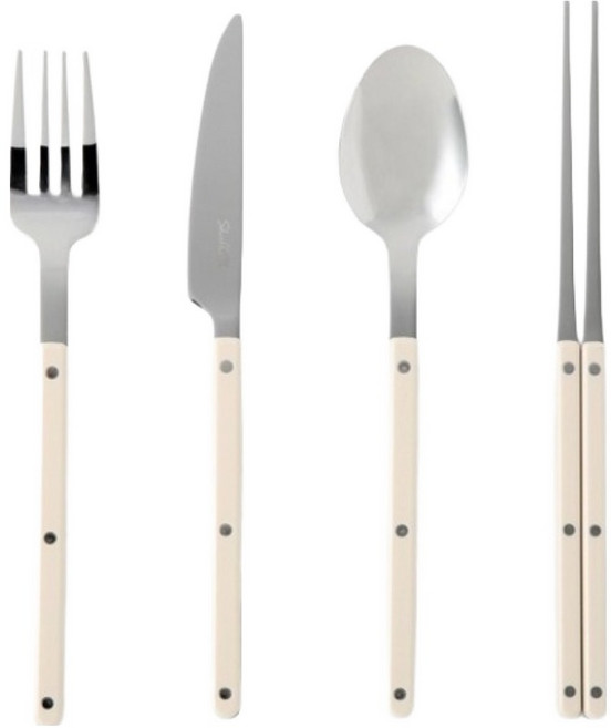 샤블랑 스테인리스 커트러리 디너 2인 세트, 베이지, 1세트, 스푼 2p + 포크 2p + 젓가락 2p + 나이프 2p