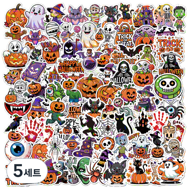 코히모 할로윈 꾸미기 스티커 100p 세트 5W0511, 5세트, 혼합색상