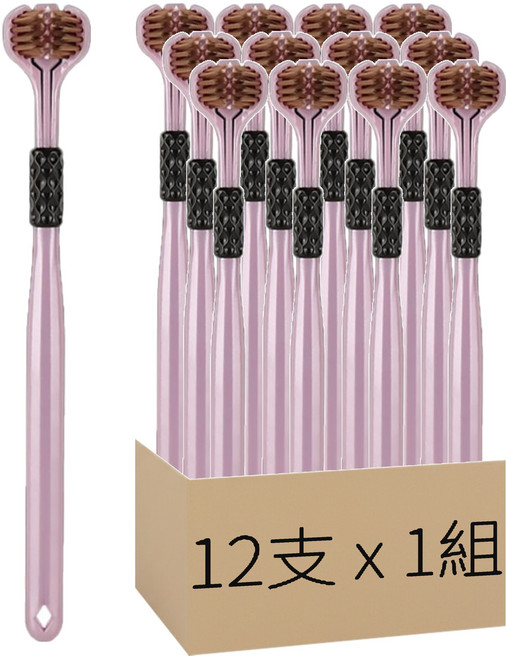 三面軟毛牙刷 顏色隨機 12支, 1組