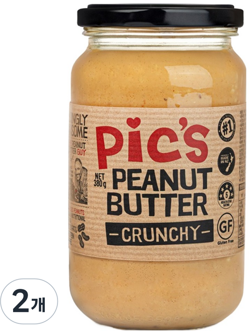 Pics 피넛버터 크런치 땅콩버터, 380g, 2개