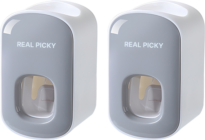 리얼피키 자동 치약 디스펜서, 메탈그레이, 2개