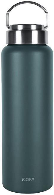 WOKY 沃廚 台灣公司貨 提手輕芯鈦瓷易潔層保溫瓶, 無際綠, 500ml, 1個