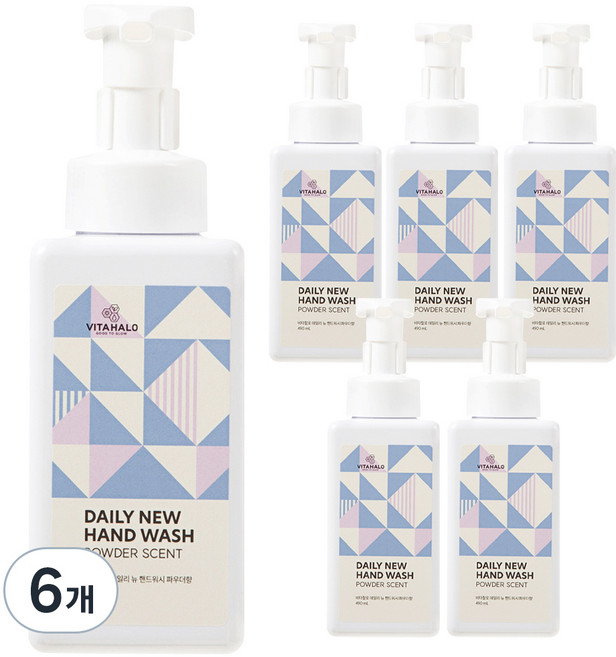 비타할로 데일리뉴 핸드워시 파우더향, 490ml, 6개