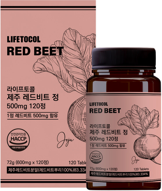 라이프토콜 제주 레드비트 정 500mg 72g, 120정, 1개