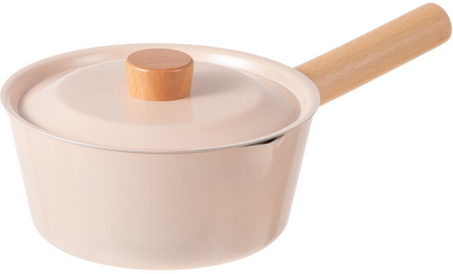 Tamsaa 木柄單柄湯鍋 18cm 電磁爐適用, 1個, 粉色