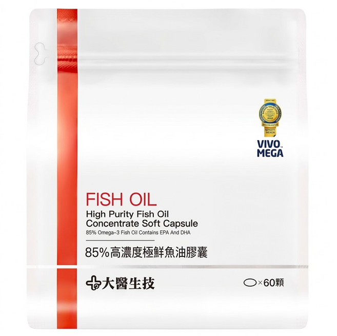 大醫生技 85%高濃度極鮮魚油膠囊, 60顆, 850mg, 1袋