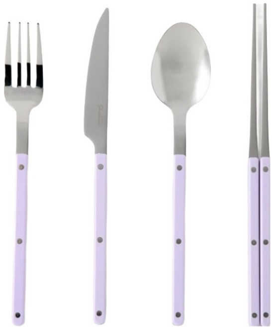 샤블랑 스테인리스 커트러리 디너 2인 세트, 퍼플, 1세트, 스푼 2p + 포크 2p + 젓가락 2p + 나이프 2p