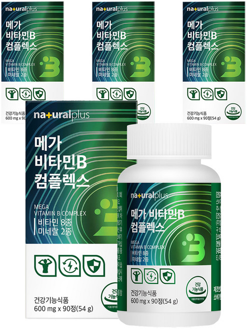 내츄럴플러스 메가 비타민B 컴플렉스 54g, 90정, 4개