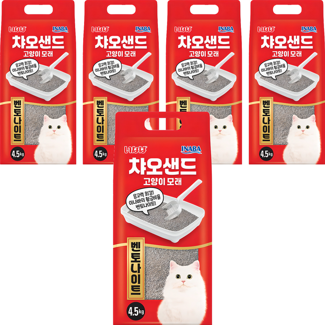 이나바 응고형 챠오샌드 고양이 모래 벤토나이트, 4.5kg, 5개, 무향