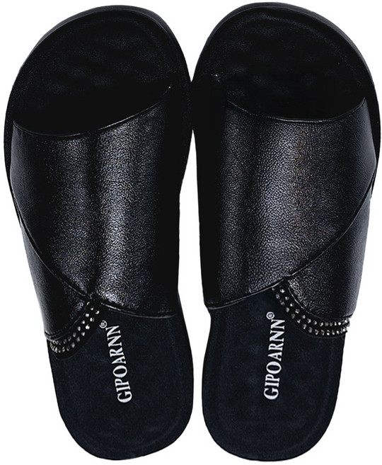 GIPOARNN 紀珀尼 女款 真皮頭層牛皮乳膠軟墊防滑室外拖鞋