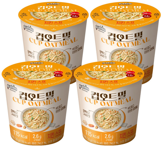 팔도 컵오트밀 치킨스프, 33g, 4개