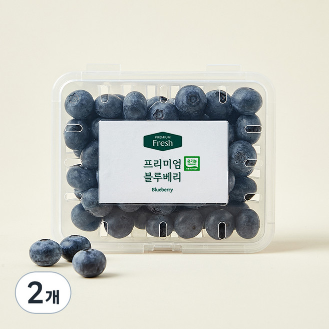 프리미엄 유기농 블루베리 대과, 200g, 2개