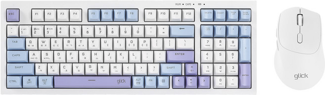 지클릭커 오피스프로 사일런스 M 무소음 블루투스 98 무선 키보드 마우스 세트, WMK50 98, Sky City, 일반형