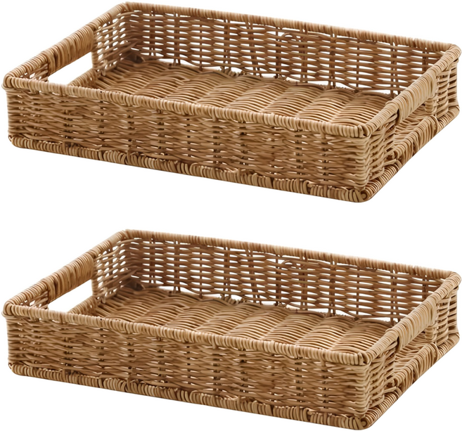 네이쳐리빙 데이지가든 트레이 라탄바구니, 2개