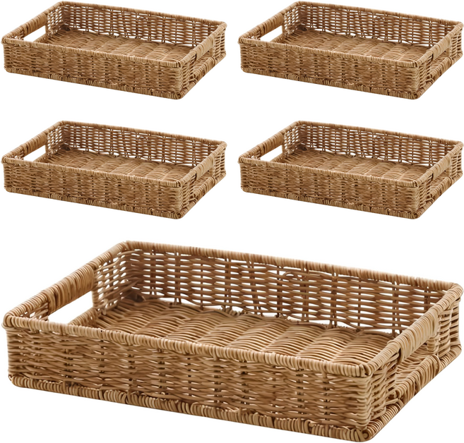 네이쳐리빙 데이지가든 트레이 라탄바구니, 5개