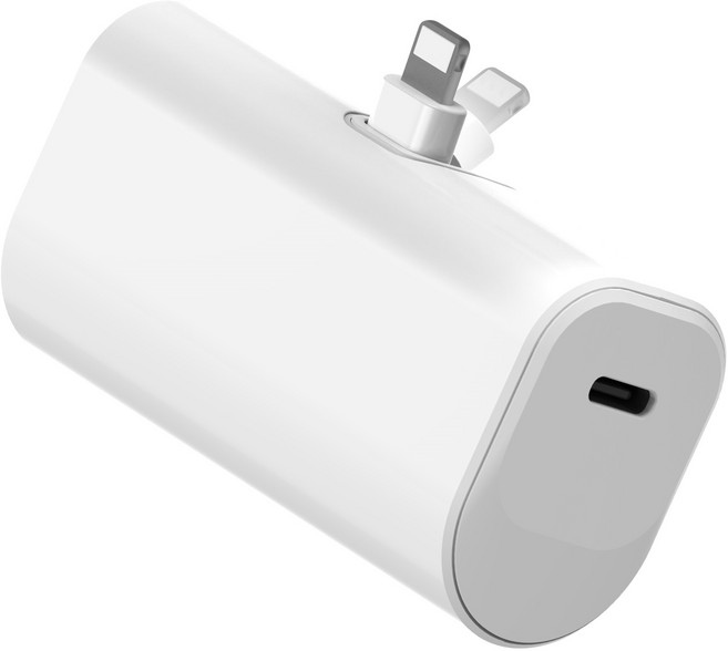 발란드 미니 접이식 도킹형 일체형 보조배터리 5000mAh 애플8핀, 화이트, BLD-FOLD50008P